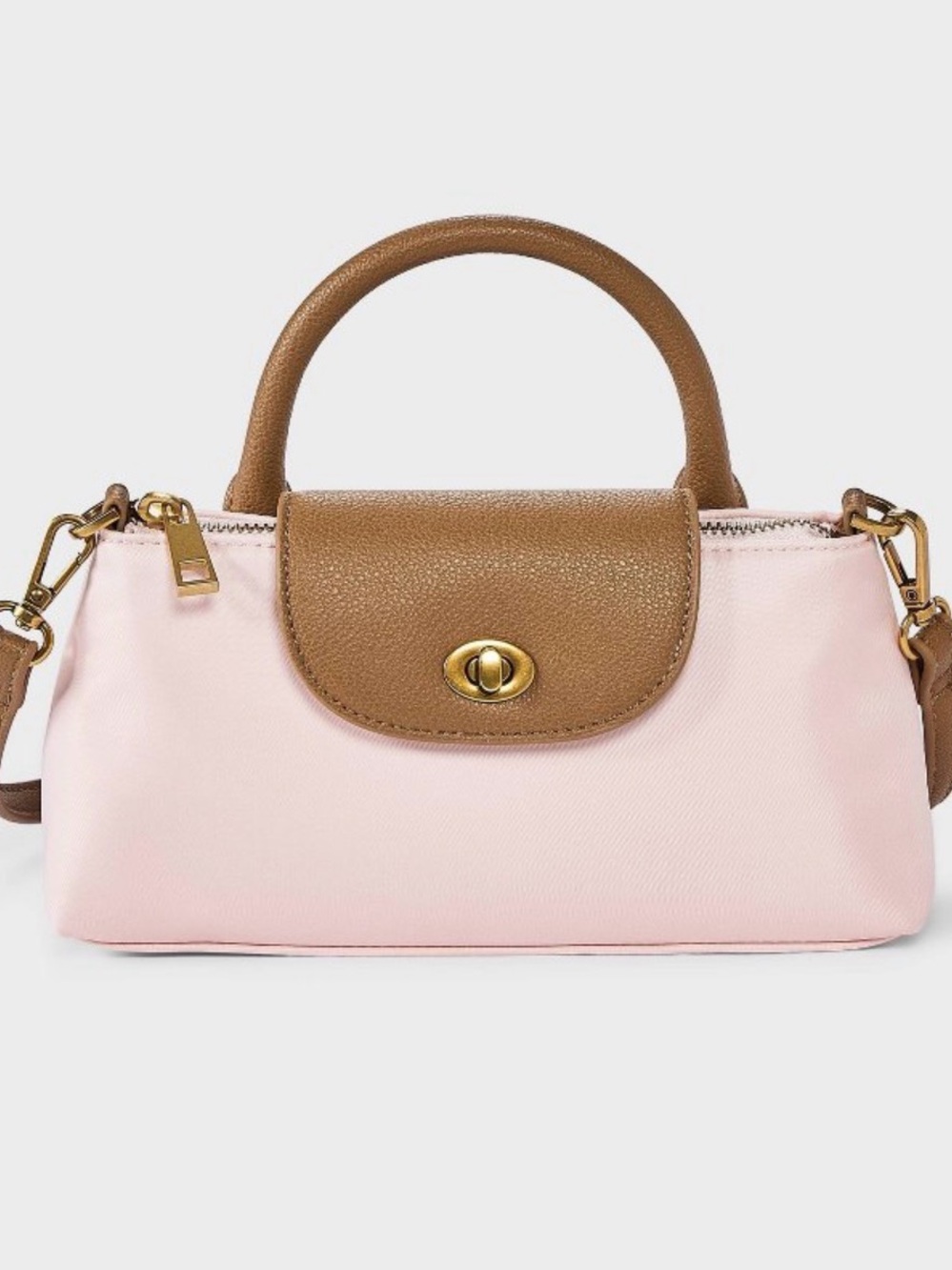 A New Day Elongated Nylon Top-Handle Pink Crossbody Bag